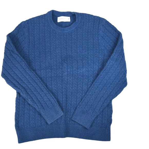 Abercrombie & Fitch || Men's Cable Knit Sweater Lighthouse Blue Size Medium - Picture 1 of 7